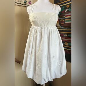 NWT White Strappy Zara Mini Dress with Empire Waist and Bubble Skirt size L